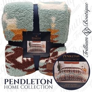 Pendleton Sherpa Fleece Blanket Avra Valley Teal